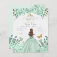 Budget Mint Gold Princess Sweet 16 Invitation