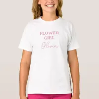 Personalized Flower Girl Pink And White T-Shirt