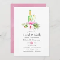 Tropical Floral Brunch and Bubbly Bridal Shower Invitation