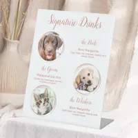 Signature Drinks Rose Gold Pet Wedding 3 Photos Pedestal Sign