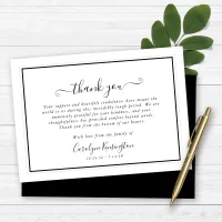 Elegant Black and White Sympathy Thank You