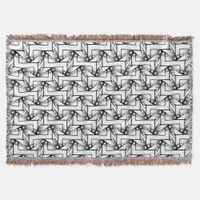 Gray Black+White Geometric Pattern NoColor #4 Throw Blanket