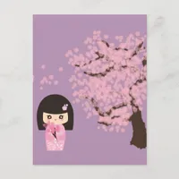 Geisha Girl Cherry Blossom cartoon customizable Postcard