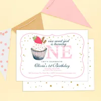 Pink Cupcake 1st Birthday Invitation – Sweet Girl 