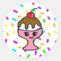 Ice Cream Sundae Birthday Party Classic Round Sticker