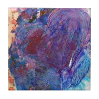 Abstract Heart Mixed Media Collage Ceramic Tile