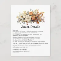 Champagne and Ivory Floral Wedding Guest Details Enclosure Card