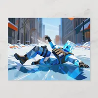 Funny icecube falling on ice unique and colorful  postcard