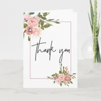 Floral Blush and Rose Gold Wedding Thank You Card