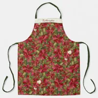 Christmas Poinsettia Floral Pattern Personalized Apron