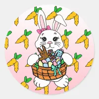 Cute Easter Bunny with Basket Stickers