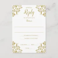 Elegant Vintage RSVP Cards for Weddings | Gold