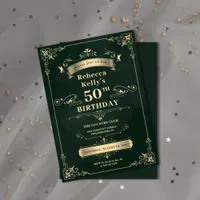 Luxury Emerald Green & Gold Milestone Age Birthday Invitation