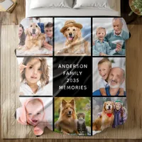 Family Personalized Modern Simple 11 Photo Collage Fleece Blanket