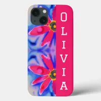 tropical flowers colorful watercolor art iPhone 13 case