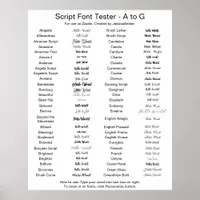 Zazzle Script Font Comparison A - G Poster