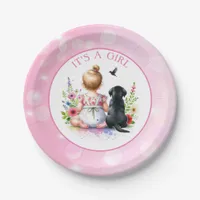 A Baby Girl and her Puppy | It's a Girl Paper Plates