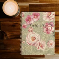 Antique Vintage Blossoms & Petals On Damask Paper Planner