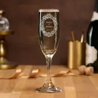 Sunflowers, Peonies, Forget me not Wreath Wedding Champagne Flute