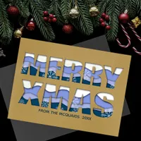 Merry Christmas Cut Out Blue Gold  Note Card