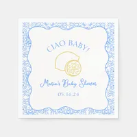 Ciao Baby! Lemon Blue Italian Baby Shower Napkins