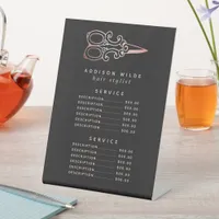 Vintage Rose Gold Scissors Salon Service Price Pedestal Sign