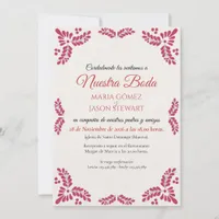 Talavera Red Floral Minimalist Spanish Wedding Invitation