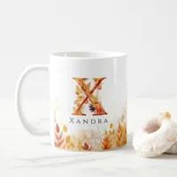 Monogram Fall Leaves Letter X Coffee Mug