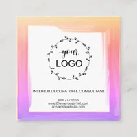 *~* QR Code LOGO - Social Media Icons Bold Colors Square Business Card