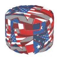 American Flag Star Pattern Polyester Round Pouf