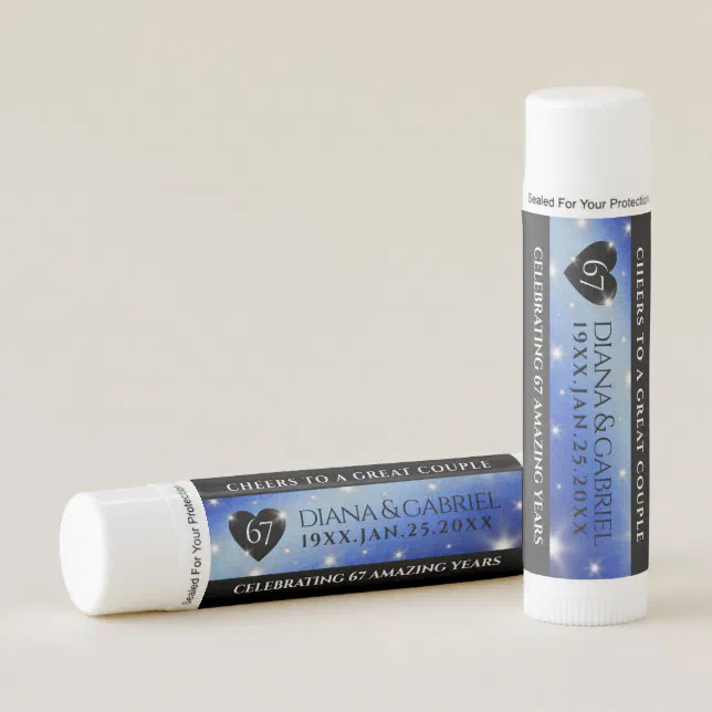 Elegant 67th Star Sapphire Wedding Anniversary Lip Balm