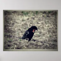 Red Wing Blackbird Faux Vintage Poster
