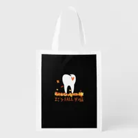 Cute Fall Dental Tooth And Leaves It’s Fall Y’all Grocery Bag