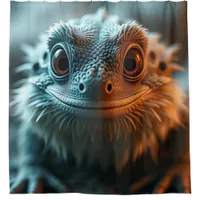 Funny smiling bearded dragon shower curtain