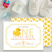 Rubber Duck First Birthday Invitation | Cute Yello