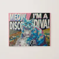 cat on a disco ball disco diva jigsaw puzzle