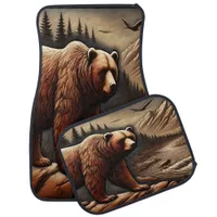 Scenic Leather Bear by River Car Floor Mat