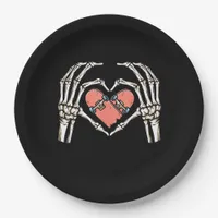 Skeleton Hand Heart Skateboard Valentines Day Funn Paper Plates