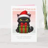 Peace Joy & Catnip Funny Cat Retro Christmas Photo Holiday Card