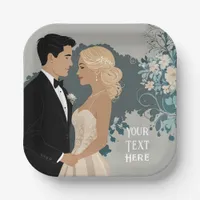 Timeless Romance: Watercolour Bride and Groom Art Paper Plates