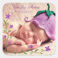 Pretty Purple Flower Baby Photo Sticker