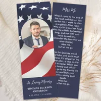 American Flag Custom Photo Memorial Prayer Funeral Bookmarks