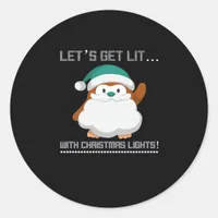 Let's Get Lit… With Christmas Lights! Christmas Cl Classic Round Sticker