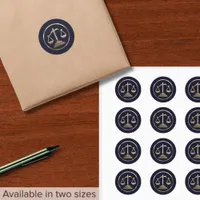 Upscale Lawyer Attorney Gold Scales of Justice Classic Round Sticker