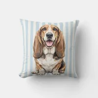Watercolor Basset Hound Sofa Pillow