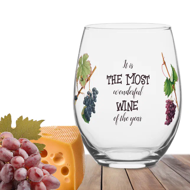 Most Wonderful Wine of the Year Funny  Stemless Wine Glass