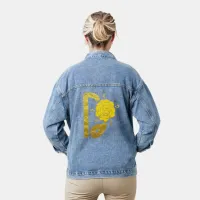 Glitter Gold Yellow Floral Monogram D Womens Denim Jacket