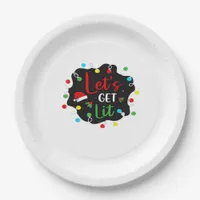 Let's Get Lit Christmas Drinking Lights Santa Esse Paper Plates