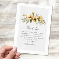 Sunflower Eucalyptus Sympathy Funeral Thank You Card