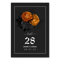 Vintage Black and Orange Halloween Floral Wedding  Table Number